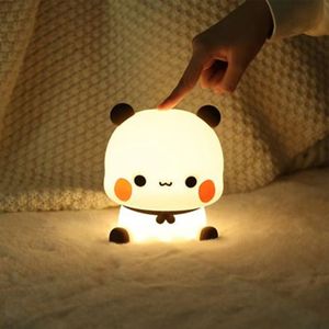 Blind Box Bear Panda Led Night Light Lamp Bubu och Dudu Söt Animal Cartoon Nightlight For Kids Bedside Bedroom vardagsrum Dekorativ 230807