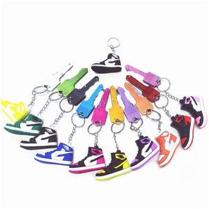 Skodelar Tillbehör 10 Färger Designer 3D Sile Sneaker Keychains With MTI-Color Defense Key Knife Men Women High Quality Ring Fashion