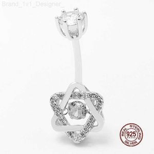 Zircon Hexagram Belly Piercing 925 Sterling Silver Belly Button Rings for Women Navel Piercing Rings Body Jewelry L230808