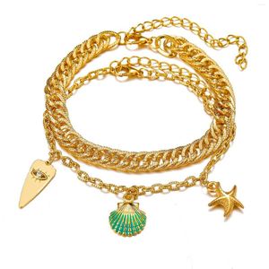 Anklets Golden For Women Starfish Shell Pendant Anklet Summer Beach Foot Ankle Bohemian Bracelet On Leg Jewelry