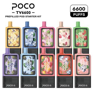 오리지널 브랜드 e 담배 일회용 vape 키트 Poco TV 16ML 미리 채워진 포드 6600 퍼프 650mAh 메쉬 코일 C 유형 C 충전식 교체 포드