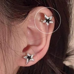 Backs Earrings 2023 Fashion Pentagonal Star Stud For Women Girl Gothic Y2K Punk Design Clip Removable Simple