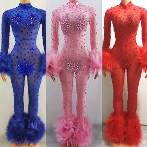 Stage Wear 2023 Strass Tuta Discoteca Bar Gogo Abbigliamento per la danza Multi colori Stretch Body Drag Queen Costume VDB7105