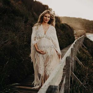 Abiti premaman Boho Abito premaman in pizzo per servizio fotografico estivo Servizio fotografico lungo gravidanza Abito Abito volante Donna incinta Baby Shower Tessuto HKD230808