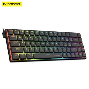 A68 RGB E-YOOSO MINI SLIM USB WIRED MECANICAL GAMING KEYBOARD RED SWITCH 68 KEYS BRAZILIAIN FOR Compute PCラップトップHKD230808