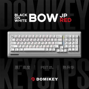 Domikey Bow Cherry Profile hirigana jp dye subbed keycap set thick pbt for keyboard black on white bm60 cstc75 bm65 bm68 xd60 hkd230808