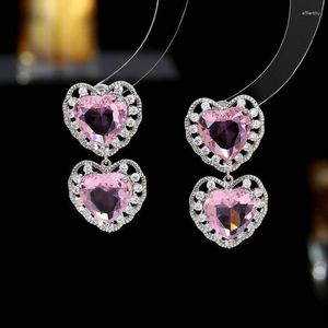 Dangle Earrings SUYU Copper Micro Inlaid Cubic Zirconia Design Heart Shaped Dress Matching Event Occasion Gift Wholesale