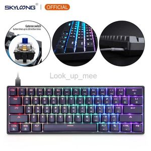 GK61 SK61 61キーメカニカルキーボードUSB有線LEDバックライト軸ゲームメカニカルキーボードデスクトップHKD230808用光学スイッチ