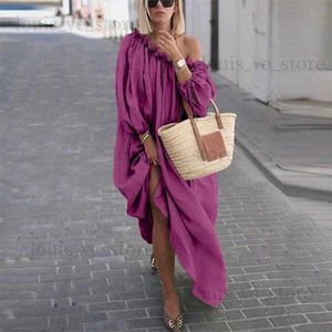 Casual Dresses Women Clothes Autumn Boho Plus Size Off the Shoulder Vintage Dress Loose Maxi Robes Vestidos Femme T230808