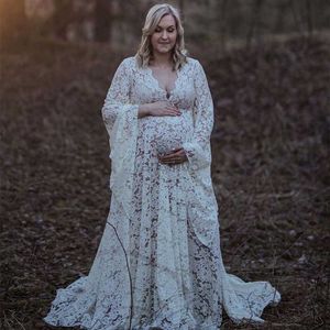 Maternity Dresses 2020 Boho Maternity Dress For Photo Shoot Outfit Pregnant Woman Pregnancy Lace Robe Grossesse Shooting Photo HKD230808