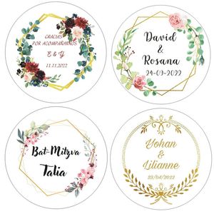 Outros artigos para festas de eventos 80 peças 35 cm personalizadas adicione seu nome e data adesivos de flores de casamento lacres de convite caixa de presente de doces etiqueta de papel 230808