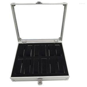 Watch Boxes Aluminum Box Organizer For Men 12 Slots Storage Case Transparent Skylight Mechanical Wrist Watches Display