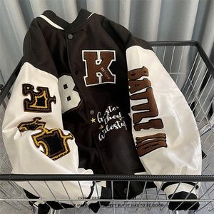 Herrjackor Baseball Uniform Jackets Spring och Autumn Retro Quiltade broderade män och kvinnor förlorar Brand Street Jacket Par's Shirt 230807