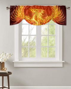 Cortina Phoenix Red Flame Window Armário de cozinha Armário de café com amarração Vara Valance Bolso curto