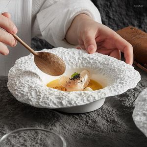 Plates Rock Texture Ceramic Main Dish Plate El Restaurant Household Dinner Pasta Salad Mushroom Soup Hat Shaped Bowl