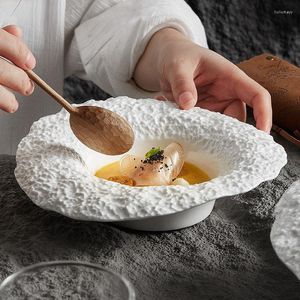 Teller Rock Textur Keramik Hauptgericht Teller El Restaurant Haushalt Abendessen Nudelsalat Pilzsuppe Hutförmige Schüssel