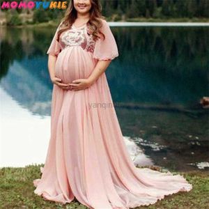 Vestidos de maternidade chiffon mulheres grávidas chá de bebê maternidade roupas de casamento vestido de gravidez rendas maxi vestidos de maternidade vestidos para sessão de fotos hkd230808