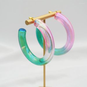 Hoop Earrings UJBOX Wholesale 16 Colors Large Heavy Party Jewelry Gift Gradient Colored Chunky Acrylic Resin Women