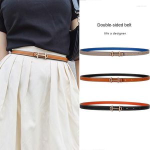 Belts 1pcs Double-sided Use Of Women's Leather Belt Decorated Ins Fashion Jeans Wild Student Trend Luxury Design Top Quality Brand
