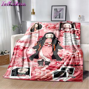 Coperte Kamado Nezuko Flanella Demon Slayer Coperta Lavabile Copridivano Escursionismo Picnic Alla moda Tempo libero Pisolino Coperte 230808