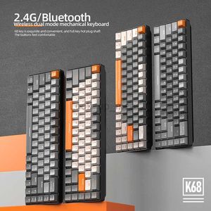 Teclado para jogos K68 Teclado mecânico 2.4G sem fio BT Bluetooth Sem fio para jogos Teclados de computador para teclado HKD230808