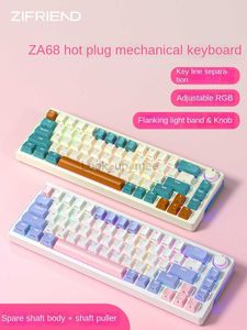 68 teclas hot-swappable RGB 2.4G sem fio Bluetooth teclado mecânico de eixo personalizado para tablet telefone jogo de computador HKD230808