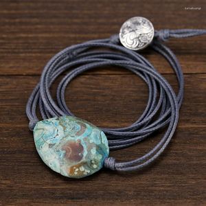 Strand Fashion Retro Blue Ocean Stone Bracelet Beads Natural Woven Pure Hand Lovers Gift Women's Men's