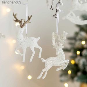 Julgran dekoration glitter rosa liten hänge jul älg pendent fawn hängande prydnad juldekorationer l230620