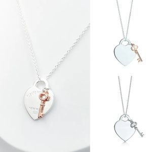 Tiffanylris ecklaces Schlüssel- und Herz-Halskette für Damen, 925er Silber, Luxus-Schmuck, Geschenke, Co-Designer-Halskette, Schmuckdesigner für Damen