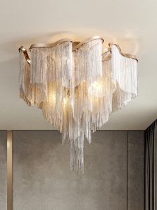 Tavan Işıkları Postmodern Tassel LED LAMP Eşsiz Tasarım Alüminyum Zincir Dekoratif İç Mekan Işık