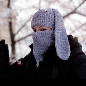 Beanie/Kafatası Kapakları Cadılar Bayramı Örme Balaclava Uzun tavşan Kulakları Kadınlar İçin Şapka Kış Sıcak Tavşan Kulakları Şapkalar Tığ Şapkası Kayak Maskesi Damla 230807