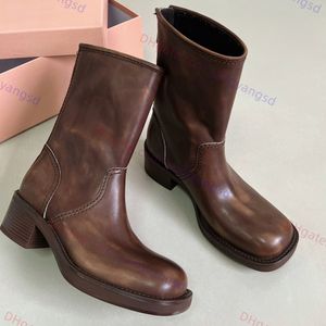 Designer-Stiefel für Damen, Chelsea-Stiefel, Martin-Stiefel, modisches, luxuriöses Kalbsleder-Obermaterial, runde Zehen, Gummisohle, britisches glänzendes Leder, Lederstiefel, Großhandelsgröße 35–42