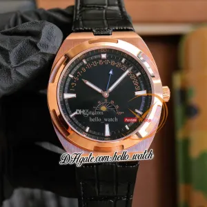 Ny 41mm utomlands 4000V/210A 4000V Automatisk herrklocka Black Dial Date Phase Phase Moon Rose Gold Case Läderband Gents Watches Hwrd Hello_Watch E181A6