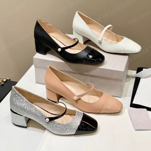 Instep Leather Strap Mary Jane Heels Pumps 신발 여성 드레스 신발 디자이너 샌들 여성 발 뒤꿈치 4.5cm 하천 사무실 직장 파티 파티 웨딩 신발 상자 35-42