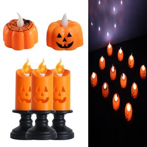 その他のイベントパーティー用品ハロウィーンキャンドルライトLED CANDLESTICKランプ装飾品の小道具ハッピーハロウィーンパーティー小道パンプキンキャンドルライトホームデコレーション230808