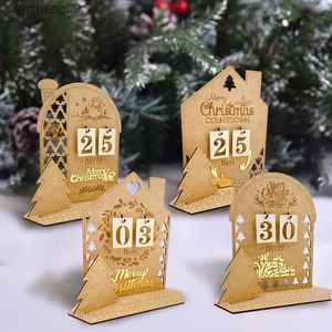 Christmas Wooden Countdown Calendar Merry Christmas Decoration For Home 2023 Cristmas Ornament Navidad Noel Xmas Gifts New Year L230620