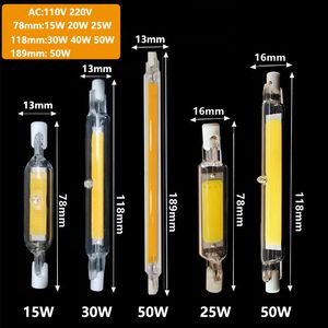 Outro jardim doméstico LED R7s tubo de vidro COB 78mm 118mm 189mm J78 J118 Lâmpada de alta potência AC110V 120V 130V 220V 240V Substitua a lâmpada halógena 230807