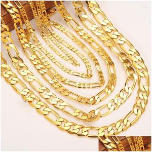 Earrings Necklace Set Mens Womens Solid Gold Gf 3 4 5 6 7 9 10 Mm Width Select Italian Figaro Link Chain Bracelet Fashion Dhgarden Dhq7W