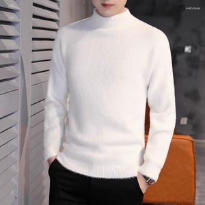メンズセーター2023秋の男性模造ミンクベルベット韓国ファッショントレンドストリートウェアセーター10代の基本的なモックネックプルオーバー