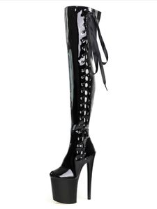 15 cm Pink Boots Platform 750 Catwalk Strip Pole Dance Lace Up Sexy Fetish Shoes 6inches Women's Gothic Big Size Round Toe 230807