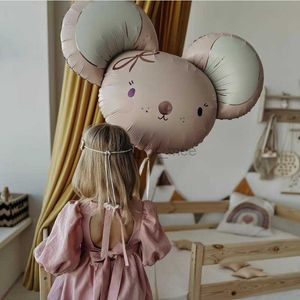 Ny Animal Pink Mouse Moon Bear Foil Balloons Children's Day Födelsedag Jungle Party Decoration Kids Baby Shower Gift Supplies HKD230808