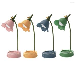 Bordslampor Korean Bedside Flower Lamp Nordic Atmosphere Children's Bedroom Desk Light Eye Protection Reading Decorative