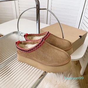 مصمم -أحذية نونو صغيرة منصة التمهيد للنساء Tazz Slippers الكلاسيكية تسمان من جلد الغزال شرائح الشتاء الصوف الدافئ