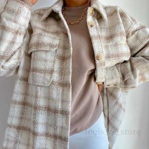 Kvinnorjackor Kvinnor rutiga hyttar Autumn 2021 Plus Size Long Grunge Female Coats Spring Plaid Shirt Jacket Oversize Vintage T230808