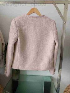 Giacche da donna firmate Ce2023 all'inizio della primavera nuove donne vestito rosa tweed di lana Fried Dough Twists pizzo senza bottoni manica lunga cappotto corto donna H1HH