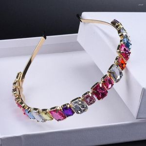 Hair Clips Fashion Lady Metal Belt Hairband Baroque Geometric Crystal Thin Band Elegant Bridal Wedding Crown Accessories