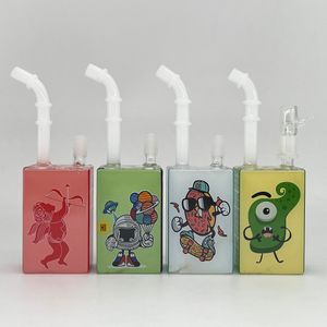 Cupid's Arrow Glass Bong Juice Box Rig 8 Inch Colorful Oil Rigs Square Beaker Heady Glass Bongs for Smoking