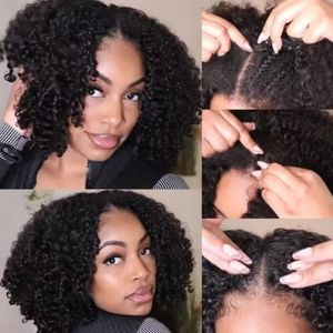 Perucas Sintéticas UNIce Hair Kinky Curly Wig V Part Human Glueless Uppart No Leave Out I Part Blend with Your Own Hairline 230807