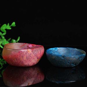 Natural Agate Bowls Raw Stones Polished Cornucopia AshTrays Agate Wine Cup Tea Cups Altar Healing Tray Dish Home Shop Ornament HKD230808