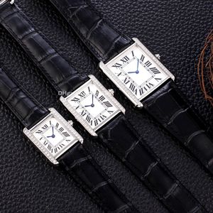 Men's and Women's watch Square Quartz Movement Precision Steel Shell Round Beads Sapphire Crown Calfskin Strap Fold Buckle 24 27 31mm High Quality Quartz Wristwatch